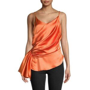 New Cliche Draped Satin Slip Orange Coral Top Size XS